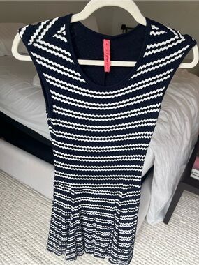 Sleeveless Navy and White Striped Fit-&-Flare Top